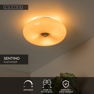 Lucide SENTINO - Plafonnier - Ø 30 cm - 3xG9 - Taupe